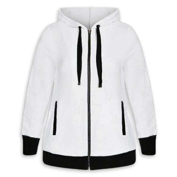 Societie Plus Hoodie Jacket Lightweight Full Front Zip-Up Closure White 18 NWOT - Picture 2 of 11